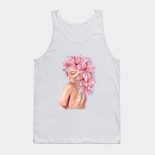 Pretty young girl with flowers in hair Tank Top by Olena Tyshchenko